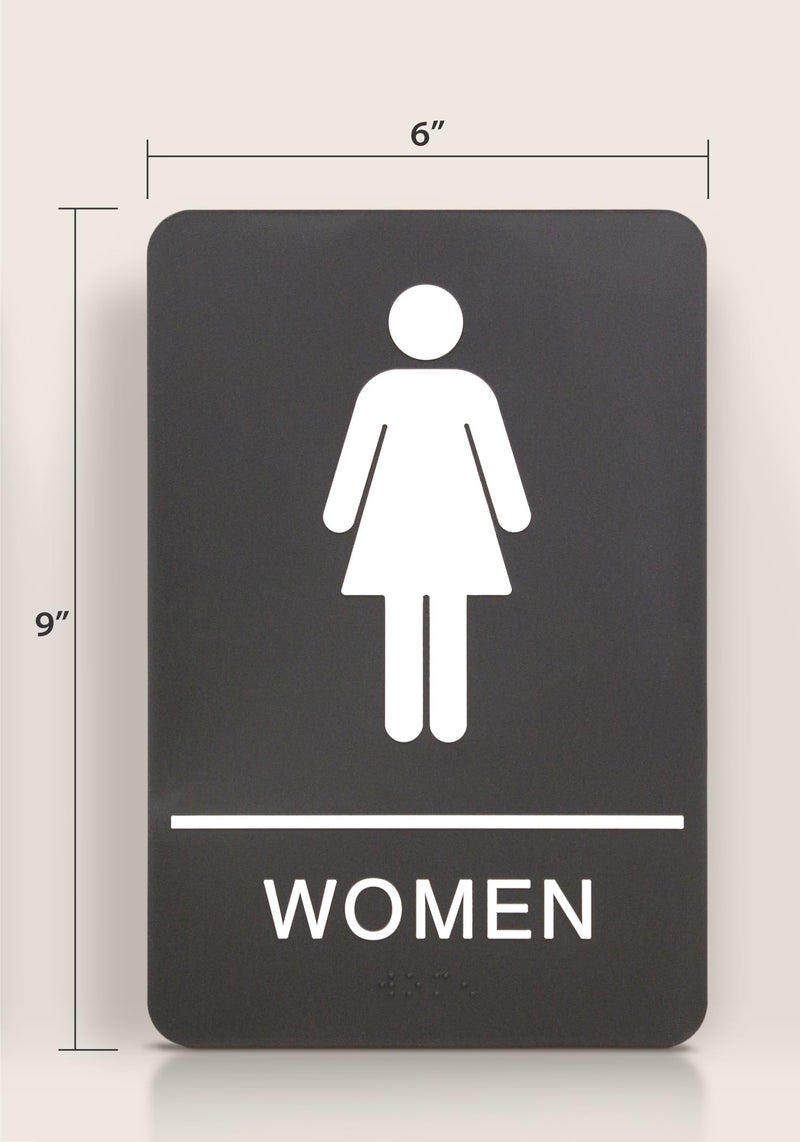 Headline Sign 9004 Women's Restroom ADA Sign with Grade 2 Braille and Tactile Graphics, 6" x 9", Black/White, Made in USA - Image 4